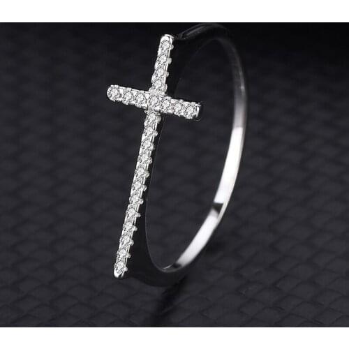 Explosive Set Zirconia Jesus Cross Fine Diamond Ring S925 Sterling Silver Europe And The United States Fashion Women