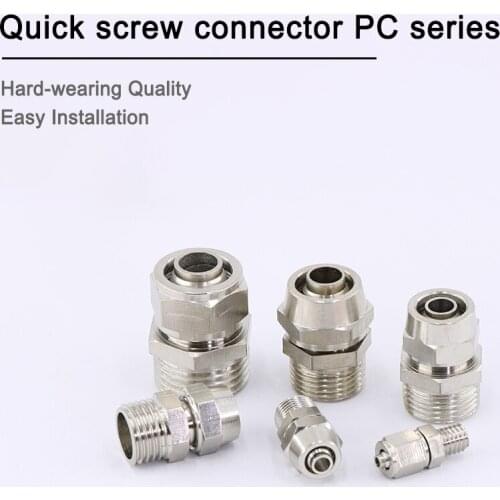 1 PC Quick-Screw Coupling PC8-02 Thread Through KPC16-04 KPC16-06 Metal Pneumatic Air Pipe