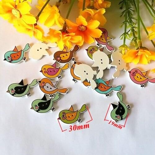 120pcs/lot Birds Buttons mix 19mm*30mm Flat Back Decorative buttons Scrapbook Children Clothes accessories