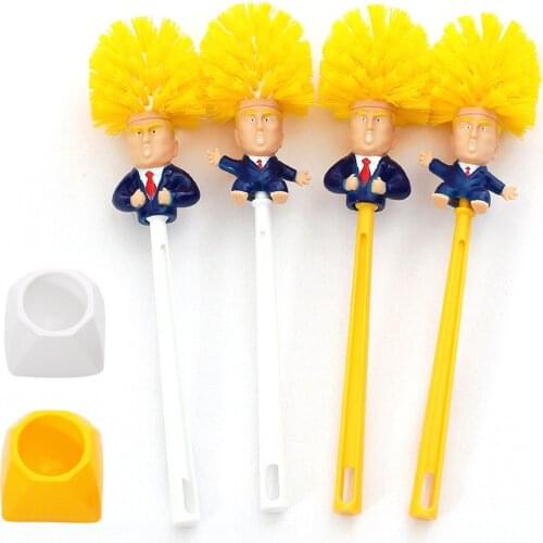 1x Toilet Brush Holder Funny Practical Donald Trump Head Silicone Cleaning Brushes For Tiles Cleaning Bathroom Wc Accessories