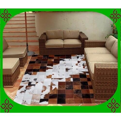 2018 free shipping 100% natural genuine cowhide painted bamboo rugs