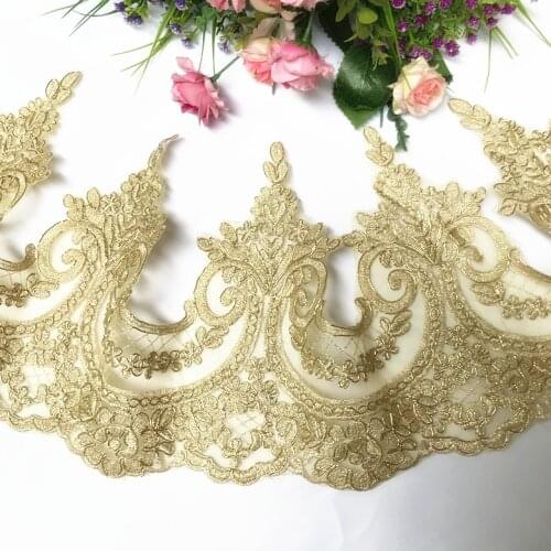 3Yard/Lot 23CM High-Grade Golden Car Bone Embroidered Lace Tirm DIY Handmade Wedding Dress Dance Skirt Lace Fabric Accessories