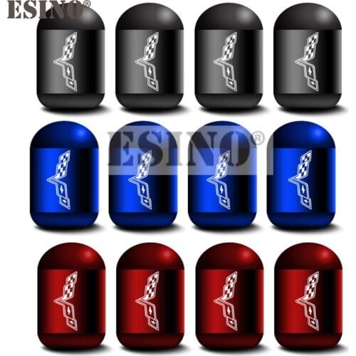 4 x Car Styling Aluminum Alloy Wheel Tire Valve Caps Valves Tyre Stem Air Caps Airtight Covers for Corvette C6 C7 C8 427 Z06 ZR1