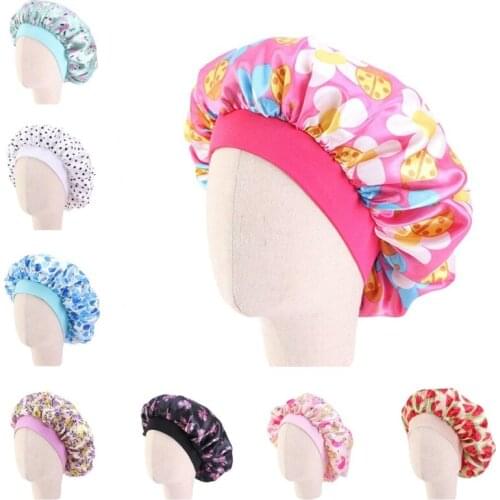 Satin Bonnet Cap Night Sleep Hat Kids Children Baby Hair Care Elastic Band Head Cover Wrap Shower Caps Fashion Beanies Hat