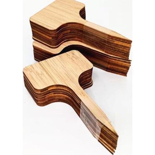 Bamboo Plant Labels , Eco-Friendly T-Type Wooden Plant Sign Tags Garden Markers for Seed Potted Herbs Flowers Vegetables