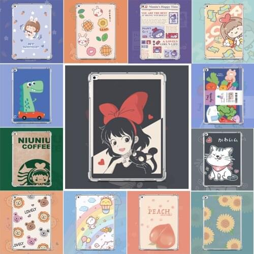 Cute Shockproof Silicone Case for iPad Air pro 9.7 10.2 11 inch Cartoon Bumper Clear Back Cover for iPad mini 1/2/3/4/5 7.9 Case