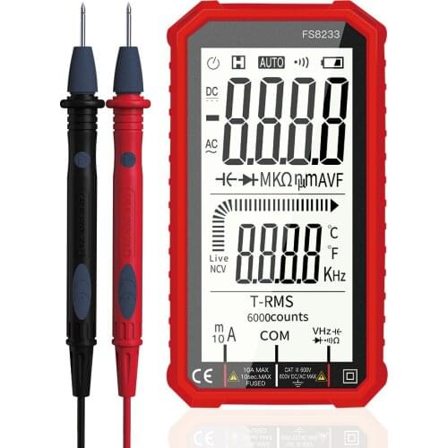 NCV Digital Multimeter with Temp Probe 6000 Counts Auto Multimetro AC/DC Current Voltage Ohm Hz Meter Full Screen Multimeter