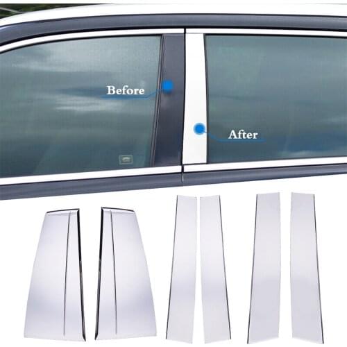 CITALL Stainless Steel 6PCS Chrome Pillar Post Door Trim Molding Garnish Strip fit for Toyota Highlander 2015 2016 2017 2018