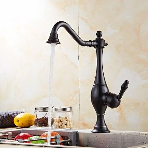 European Kitchen Water Tap Black Bronze Hot And Cold Water Tap Wash The Dishes Pool Rotating Water Tap Basin Water Tap