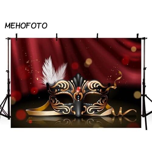 MEHOFOTO Masquerade Photography Backdrops Birthday Party Decor Golden Mask Dark Retro Stage Photo Background for Photobooth Prop
