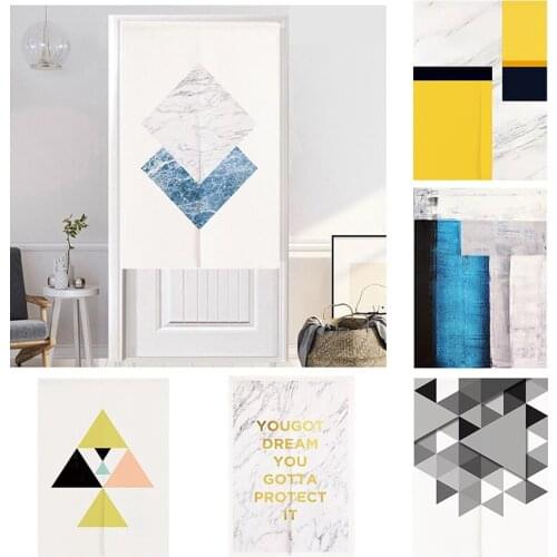 Geometric Fabric Cotton Linen Curtain kitchen Half Panel Curtain Bedroom Door Curtain Home Decoration Blackout Curtain