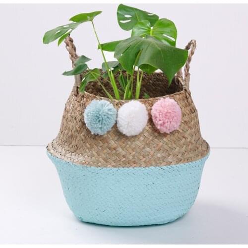 Seaweed Storage Basket Laundry Basket Natural Rattan Flower Basket Woven Basket Straw Toy Storage Bag Garden Flower Pot