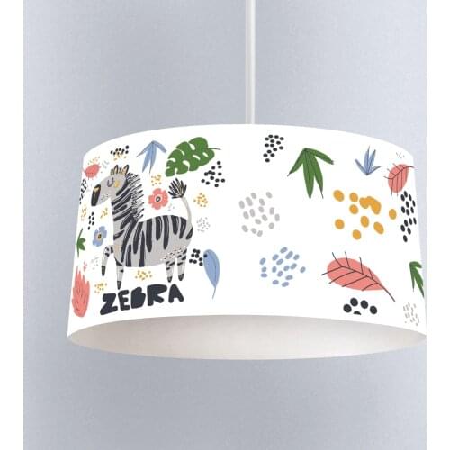 Lamp For Kids Bedrooms Light Chandelier for Living Room Childrens Room White Zebra Green Leaf Pattern 271