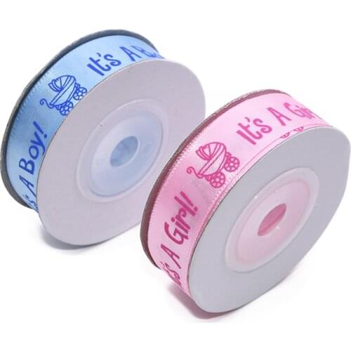 10 Yards 1.5cm Pink Blue Satin Ribbons Its A Boy/Girl Ribbon Baby Shower Decor DIY Gift Wrapping Birthday Party Decor Supplies
