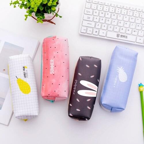 Summer Pencil Bag Korean Fresh Stationery Box Creative Lovely Pencil Bag Square Zipper Bag Pencil Box