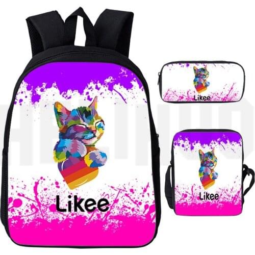 Likee set "LIKEE 1 (Like Video)" 3D Print app Bag 3pcs/set Zipper Backpack Pencil Case Bagpack Bookbag School Bags Russia Type