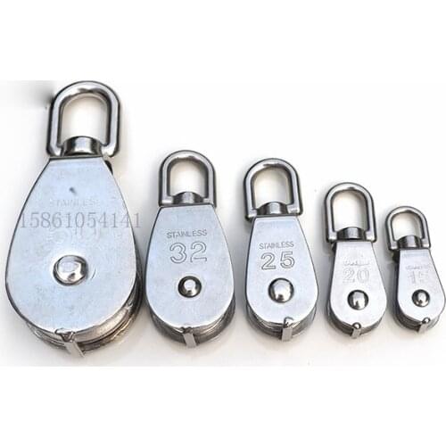 M15/M20/M32M/25/M50/M75/M100 single Swivel 304 Stainless Steel Double Sheave Wire Rope Pulley Block Chain Traction Wheel