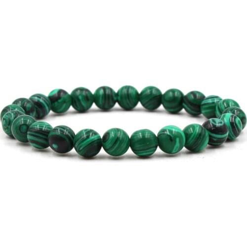 8mm Matte Black and green Stone Beads Bracelet Couple Lovers Bracelet bangle for Women&Men fashion Jewelry Handmade