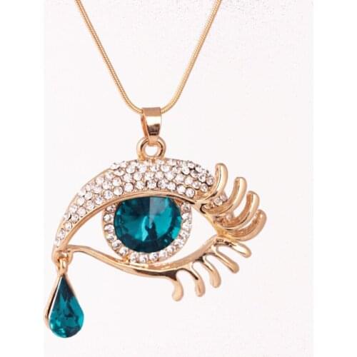 Fashion New Creative Magic Eye Crystal Teardrop Eyelash Necklace Long Good Looking Sweater Chain Holiday Gift подвеска #40