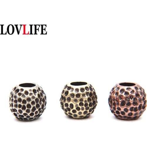 Moon Spherical Crater EDC Brass Paracord Bead DIY Handmade Lanyard Keychains Pendants Jewelry Accessories Folding Knife Hangings