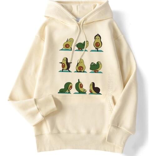 Avocado Cartoon Cute Printed Men Clothes Pullover Hoody Autumn Loose Streetwear Comics Crewneck Clothing