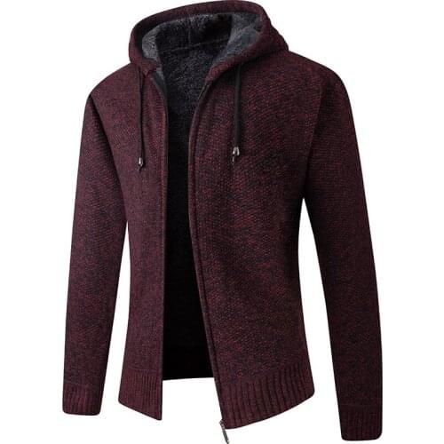 2020 Winter Jacket Men Solid Slim Fit zipper Hooded Cardigan Mens Coat Jackets Thick Fleece Wool Jacket Men Warm Outwear Coats