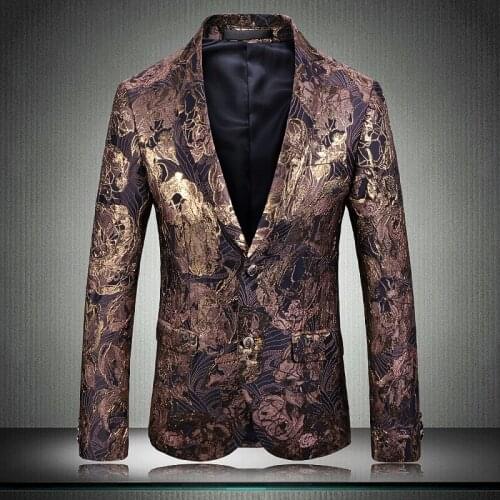 Man Gold Male Blazer Luxury Three-dimensional Jacquard Prom Blazers Men Plus Size 4xl 5xl Blazer Masculino Party Man Blazer