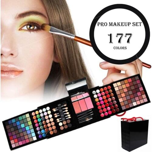 177 Color Eyeshadow Makeup Palette Set Shimmer Professional Lip Gloss Collection Makeup Kit Matte Eye Shadow Face Foundation