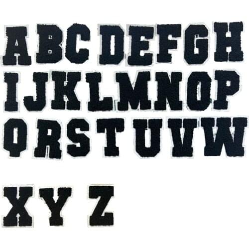 26 Pieces A-Z English Letter Patches For Clothing Black Alphabet Iron On Embroidery Sticker Stripes Sew Accessories DIY Name