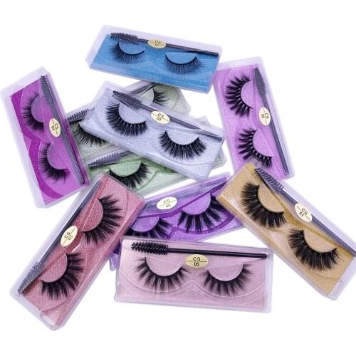 Natural 3D False Eyelashes with Brush Imitation Mink Eye Tail Extension Eyelashes Wholesale Party Makeup Winged Eyelashes Bulk