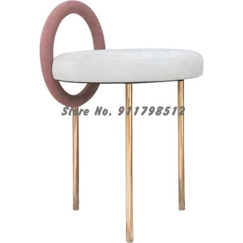 Nordic net red chair backrest makeup stool ins style modern minimalist dining chair bedroom dressing chair photo stool