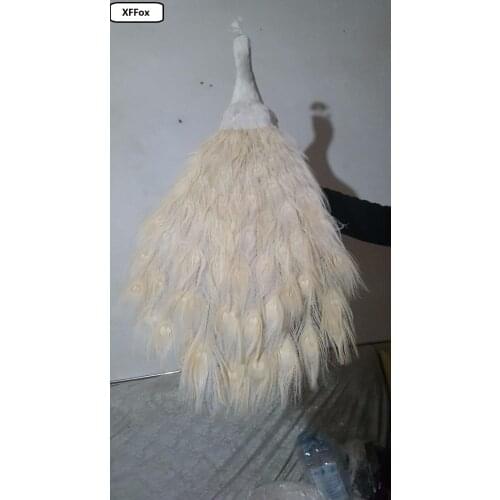 New real life peacock model foam&feather white beautiful peacock bird gift about 120cm XD0063