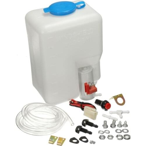 Universal 12V Windshield Wiper Washer Fluid Bottle Windscreen Water Reservoir tank Hose Jet Switch Full Set