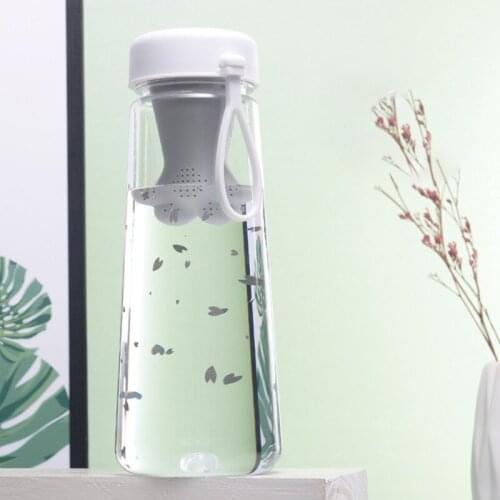 QX2E 550ml Creative Cat Claw Tea Filter Plastic Cup Kawaii Cherry Blossoms Leak-Proof
