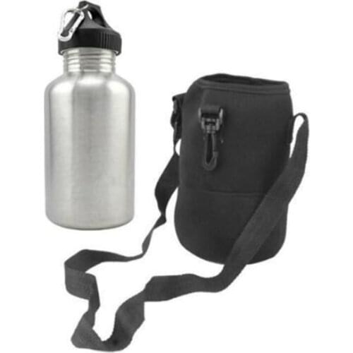 Portable Creative 304 Stainless Steel 2000Ml Hiking Sports Drink Water Bottle 2L, 1 Set of Protective Bag with New Hook