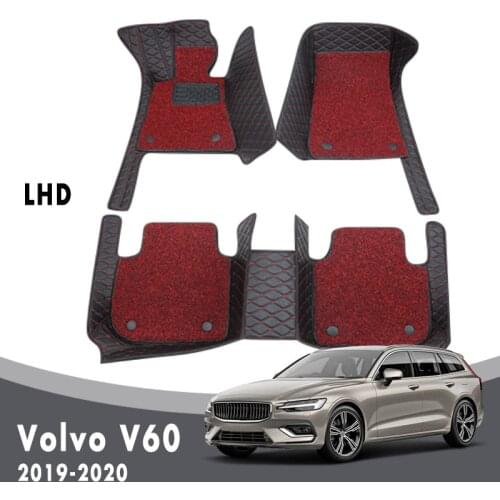 Luxury Double Layer Wire Loop Car Floor Mats Carpets For Volvo V60 2020 2019 Auto Interior Accessories Styling Protector Covers