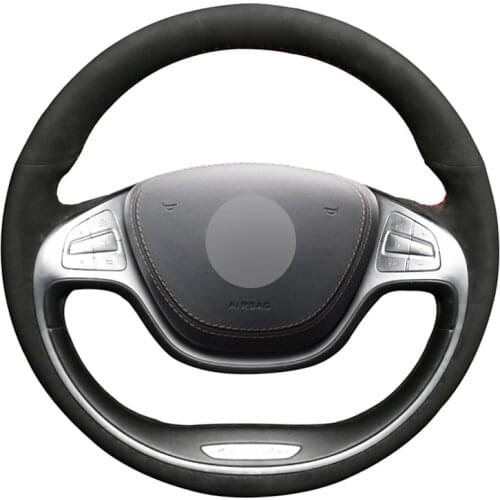 Hand-stitched Black Suede No-slip Car Steering Wheel Cover for Mercedes-Benz S-Class S320 S400 S500 S600 2014 2015 2016 2017