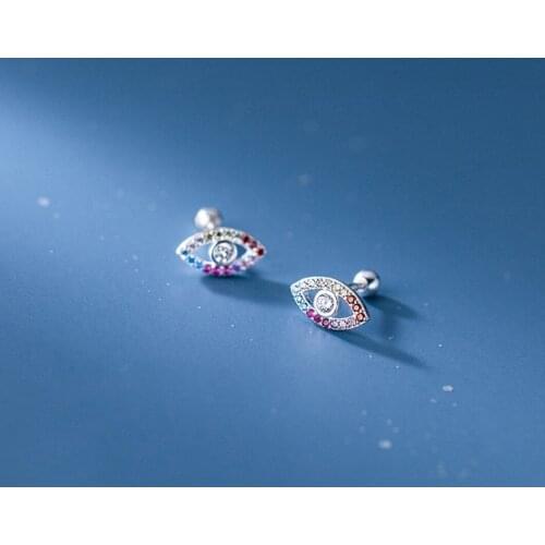 CZ Eyes 925 Sterling Silver Tragus Helix Screw Back Stud Earrings A1445