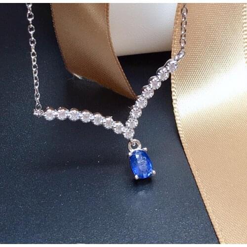 Shilovem 925 silver sterling real Natural sapphire pendannts fine Jewelry trendy plant new necklace 4*6mm mz0406888agl