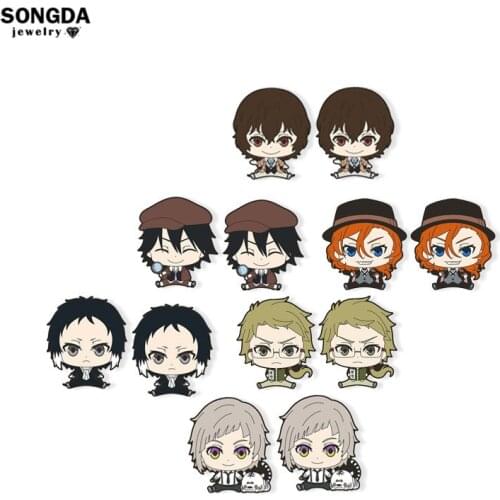SONGDA Anime Bungou Stray Dogs Classic Pattern Stud Earrings Acrylic Ear Piercing Lovely Funny Small Female Resin Ear Jewelry
