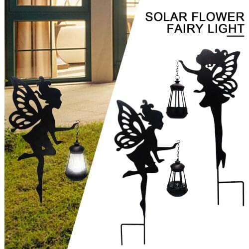 New Hot LED Solar Lights Outdoor Waterproof Wrought Iron Flower Fairy Lantern Garden Plastic Lawn Street Decoration