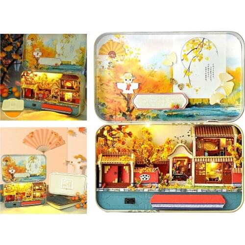 LED Light Theatre Dollhouse Fall Maple Vintage Cottage Puzzles Kits Birthday
