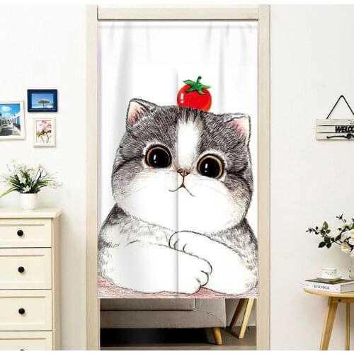 Cartoon Animal Door Partition Curtain Fabric Home Dormitory Bedroom Bathroom Kitchen Decorative Screens Cloth Has Telescopic Rod