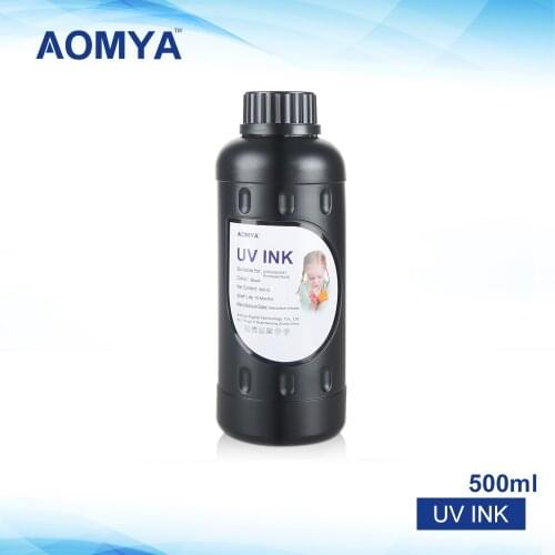 Aomya 500ml UV Ink LED Curable for Epson UV Flatbed Printer DX3 DX5 DX6 DX7 Printer Head use on Hard Material, Wood, Glass