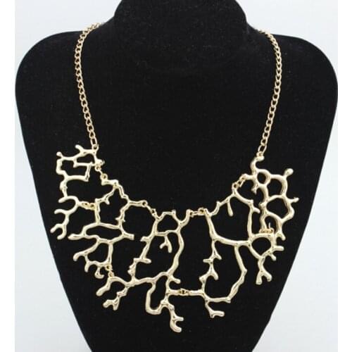Retro Coral Hollow Branches Womens Necklace Gold Silver Color Branch Sweater Chain Necklaces Fashion Charm Jewelry