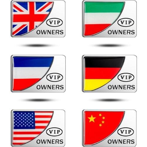 10Pcs Personalized 3D Car Stickers Metal VIP OWNERS National Flag Car Stickers Badge Decoration Stickers Univesal For Most Cars