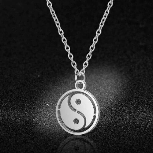 100% Stainless Steel Yin Yang Symbol Charm Necklace Never Tarnish Steel High Polished Chinese Amulet Pendant Women Necklaces