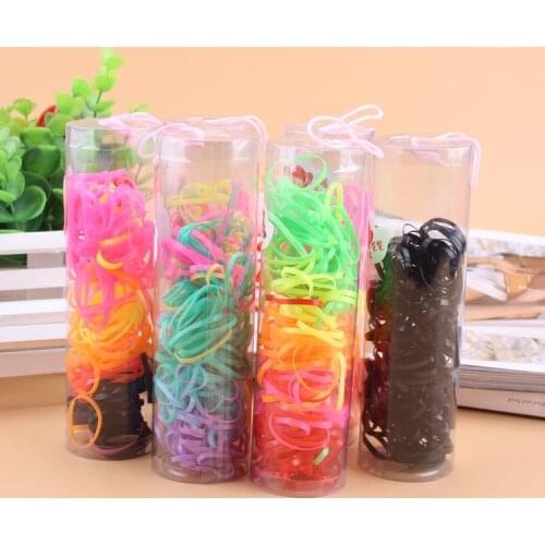 120 Pcs/Bottle New Cheap Small Hair Accessories Cute Colorful Elastic Hair Bands Child Kids Hairband Hair Rope Gum Rubber Band