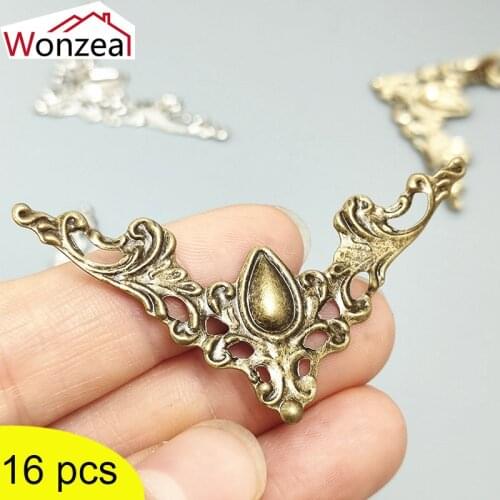 16Pcs Metal Corners For Books Decorative Scrapbooking Collar Corner Photo Albums Menus Crafts Ornament 57x41mm