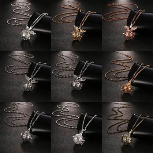 2019 Delicate Aromatherapy Diffuser Necklace Mexico Chime Music Ball Vintage Angel Wings Pendant Romantic Woman Fashion Jewelry